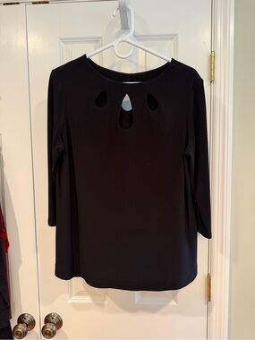 Classic Black Long-Sleeve Keyhole Women's Top